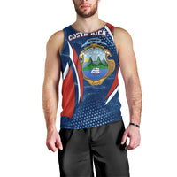 Costa Rica Orchid Men Tank Top Red and Blue with National Emblem and Purple Flower Design - Wonder Print Shop