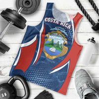Costa Rica Orchid Men Tank Top Red and Blue with National Emblem and Purple Flower Design - Wonder Print Shop