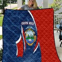 Costa Rica Orchid Quilt Red and Blue with National Emblem and Purple Flower Design - Wonder Print Shop