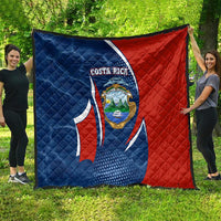 Costa Rica Orchid Quilt Red and Blue with National Emblem and Purple Flower Design - Wonder Print Shop