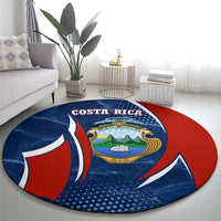 Costa Rica Orchid Round Carpet Red and Blue with National Emblem and Purple Flower Design - Wonder Print Shop