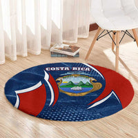 Costa Rica Orchid Round Carpet Red and Blue with National Emblem and Purple Flower Design - Wonder Print Shop