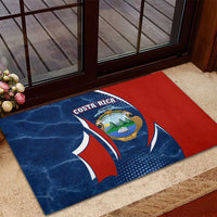 Costa Rica Orchid Rubber Doormat Red and Blue with National Emblem and Purple Flower Design - Wonder Print Shop