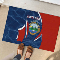 Costa Rica Orchid Rubber Doormat Red and Blue with National Emblem and Purple Flower Design - Wonder Print Shop