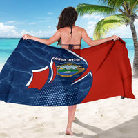 Costa Rica Orchid Sarong Red and Blue with National Emblem and Purple Flower Design - Wonder Print Shop