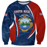 Costa Rica Orchid Sweatshirt Red and Blue with National Emblem and Purple Flower Design - Wonder Print Shop