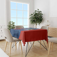 Costa Rica Orchid Tablecloth Red and Blue with National Emblem and Purple Flower Design - Wonder Print Shop