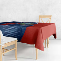Costa Rica Orchid Tablecloth Red and Blue with National Emblem and Purple Flower Design - Wonder Print Shop