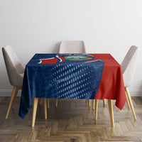 Costa Rica Orchid Tablecloth Red and Blue with National Emblem and Purple Flower Design - Wonder Print Shop