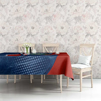 Costa Rica Orchid Tablecloth Red and Blue with National Emblem and Purple Flower Design - Wonder Print Shop