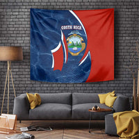 Costa Rica Orchid Tapestry Red and Blue with National Emblem and Purple Flower Design - Wonder Print Shop