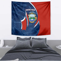 Costa Rica Orchid Tapestry Red and Blue with National Emblem and Purple Flower Design - Wonder Print Shop