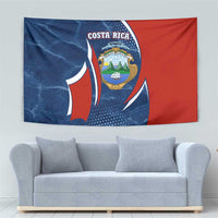 Costa Rica Orchid Tapestry Red and Blue with National Emblem and Purple Flower Design - Wonder Print Shop