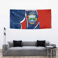 Costa Rica Orchid Tapestry Red and Blue with National Emblem and Purple Flower Design - Wonder Print Shop