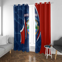 Costa Rica Orchid Window Curtain Red and Blue with National Emblem and Purple Flower Design - Wonder Print Shop