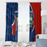 Costa Rica Orchid Window Curtain Red and Blue with National Emblem and Purple Flower Design - Wonder Print Shop