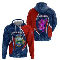 Costa Rica Orchid Zip Hoodie Red and Blue with National Emblem and Purple Flower Design - Wonder Print Shop