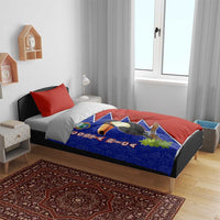 Costa Rica Toucan Bedding Set Red and Blue with National Seal and Tropical Bird Graphic - Wonder Print Shop