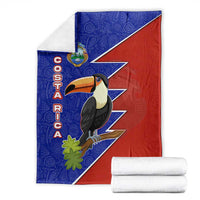 Costa Rica Toucan Blanket Red and Blue with National Seal and Tropical Bird Graphic - Wonder Print Shop