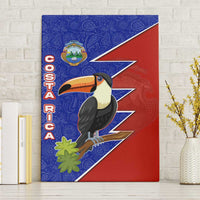 Costa Rica Toucan Canvas Wall Art Red and Blue with National Seal and Tropical Bird Graphic - Wonder Print Shop