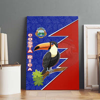 Costa Rica Toucan Canvas Wall Art Red and Blue with National Seal and Tropical Bird Graphic - Wonder Print Shop