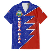 Costa Rica Toucan Family Matching Off Shoulder Short Dress and Hawaiian Shirt Red and Blue with National Seal and Tropical Bird Graphic - Wonder Print Shop