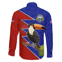 Costa Rica Toucan Family Matching Short Sleeve Bodycon Dress and Hawaiian Shirt Red and Blue with National Seal and Tropical Bird Graphic - Wonder Print Shop