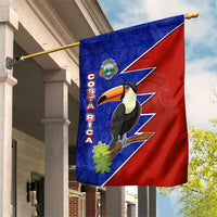 Costa Rica Toucan Garden Flag Red and Blue with National Seal and Tropical Bird Graphic - Wonder Print Shop