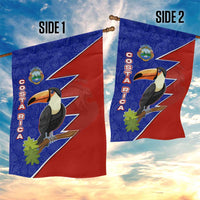 Costa Rica Toucan Garden Flag Red and Blue with National Seal and Tropical Bird Graphic - Wonder Print Shop