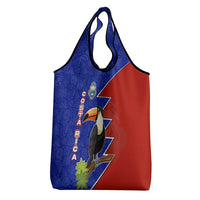 Costa Rica Toucan Grocery Bag Red and Blue with National Seal and Tropical Bird Graphic - Wonder Print Shop
