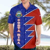 Costa Rica Toucan Hawaiian Shirt Red and Blue with National Seal and Tropical Bird Graphic - Wonder Print Shop