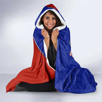 Costa Rica Toucan Hooded Blanket Red and Blue with National Seal and Tropical Bird Graphic - Wonder Print Shop