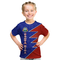Costa Rica Toucan Kid T Shirt Red and Blue with National Seal and Tropical Bird Graphic - Wonder Print Shop