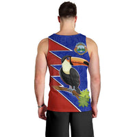 Costa Rica Toucan Men Tank Top Red and Blue with National Seal and Tropical Bird Graphic - Wonder Print Shop