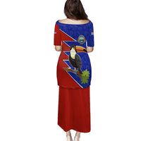 Costa Rica Toucan Puletasi Red and Blue with National Seal and Tropical Bird Graphic - Wonder Print Shop