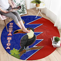 Costa Rica Toucan Round Carpet Red and Blue with National Seal and Tropical Bird Graphic - Wonder Print Shop