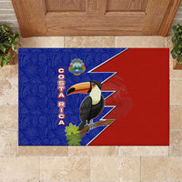 Costa Rica Toucan Rubber Doormat Red and Blue with National Seal and Tropical Bird Graphic - Wonder Print Shop