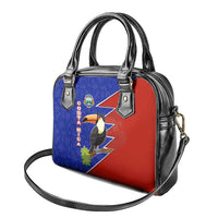 Costa Rica Toucan Shoulder Handbag Red and Blue with National Seal and Tropical Bird Graphic - Wonder Print Shop