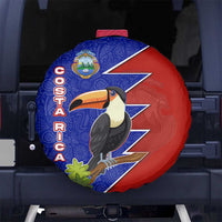Costa Rica Toucan Spare Tire Cover Red and Blue with National Seal and Tropical Bird Graphic - Wonder Print Shop