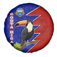 Costa Rica Toucan Spare Tire Cover Red and Blue with National Seal and Tropical Bird Graphic - Wonder Print Shop