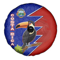 Costa Rica Toucan Spare Tire Cover Red and Blue with National Seal and Tropical Bird Graphic - Wonder Print Shop
