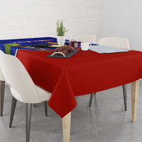 Costa Rica Toucan Tablecloth Red and Blue with National Seal and Tropical Bird Graphic - Wonder Print Shop