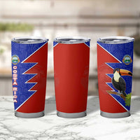 Costa Rica Toucan Tumbler Cup Red and Blue with National Seal and Tropical Bird Graphic - Wonder Print Shop
