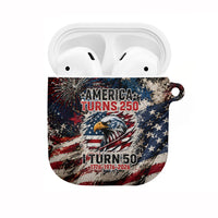 America Turns 250 Happy 50th Birthday AirPods Case Patriotic Eagle US Flag Distressed Splatter