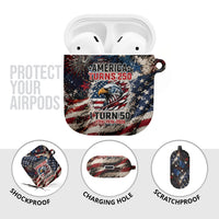 America Turns 250 Happy 50th Birthday AirPods Case Patriotic Eagle US Flag Distressed Splatter