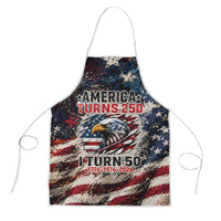 America Turns 250 Happy 50th Birthday Apron Patriotic Eagle US Flag Distressed Splatter