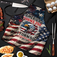 America Turns 250 Happy 50th Birthday Apron Patriotic Eagle US Flag Distressed Splatter