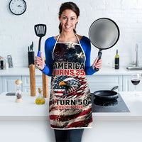 America Turns 250 Happy 50th Birthday Apron Patriotic Eagle US Flag Distressed Splatter
