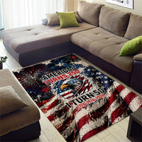 America Turns 250 Happy 50th Birthday Area Rug Patriotic Eagle US Flag Distressed Splatter