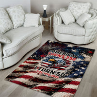 America Turns 250 Happy 50th Birthday Area Rug Patriotic Eagle US Flag Distressed Splatter